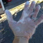 Hairy hands - spray adhesive and poly fill are a pain. Baby oil to the rescue.